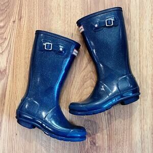 Hunter Tall Navy Glitter Boots